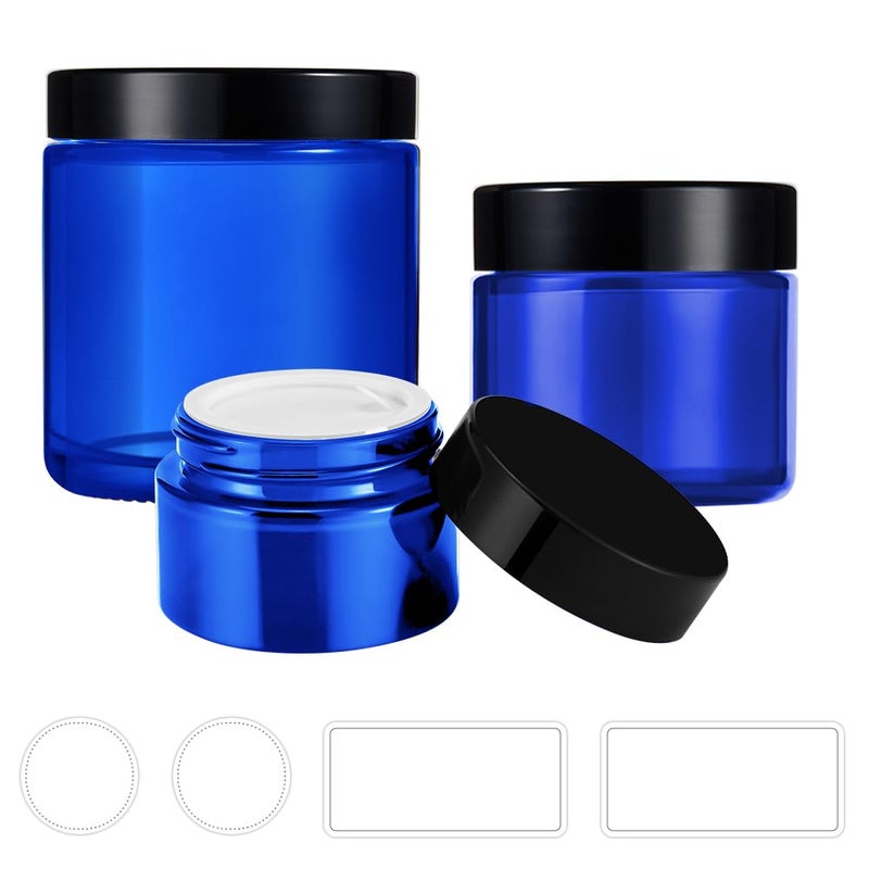 Tecohouse Glass Jar with Lids, 4 oz, 2 oz and 1 oz Glass Jars with Lids & Stickers, Reusable Travel Containers for Creams, Lotion, Cosmetic - 3 pack - Image 1